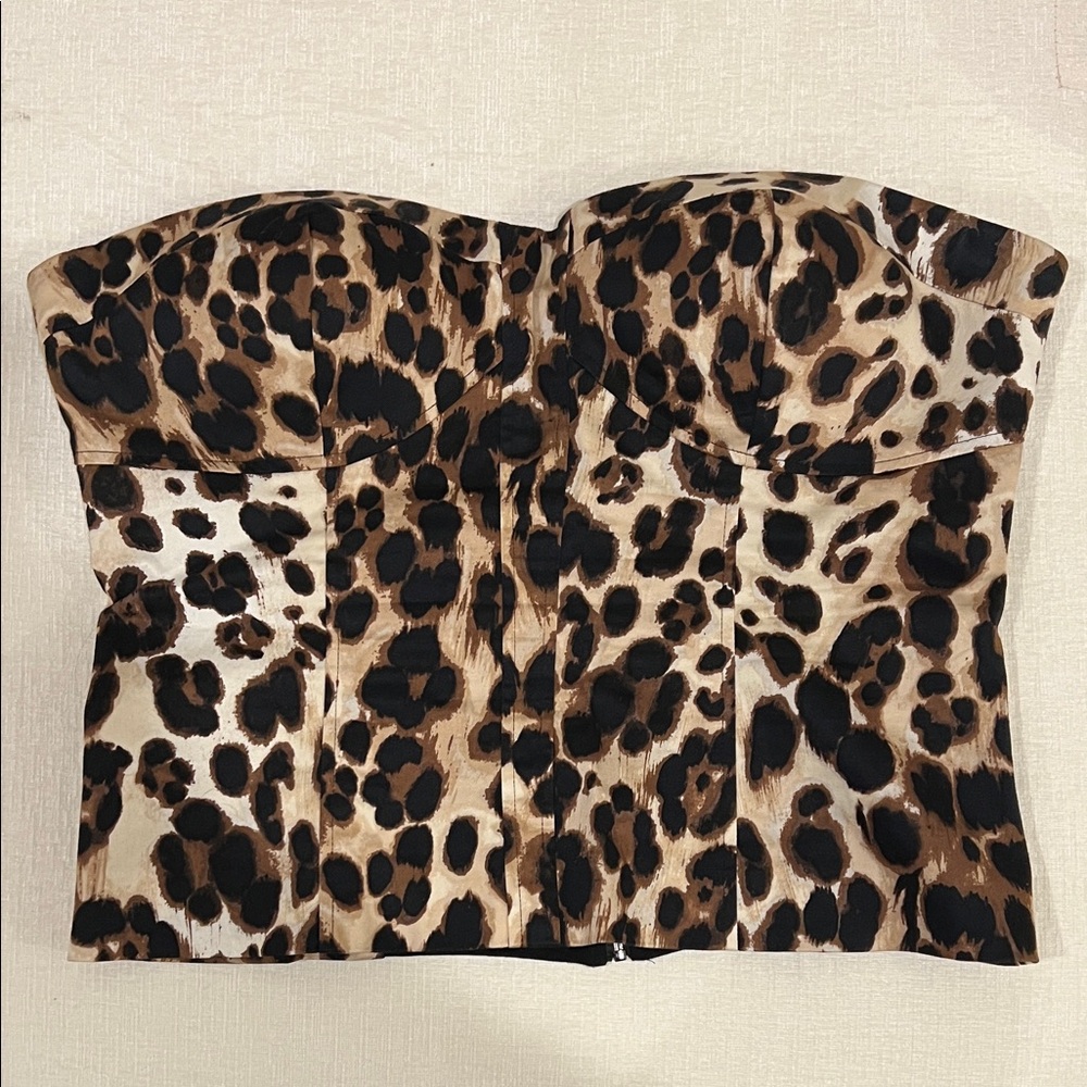 Bebe Leopard Print Strapless Top - image 1
